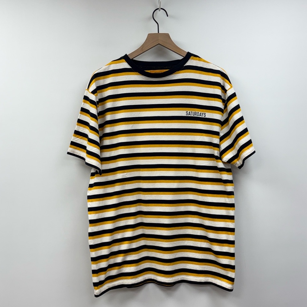 Men's Saturdays New York City Striped Crewneck Short Sleeve T-Shirt Large